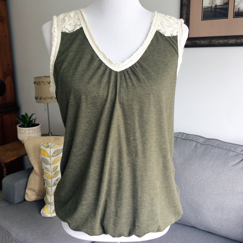 Prana Bloused Lace Detail Sleeveless Boho Top